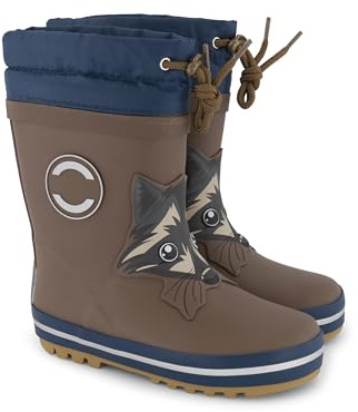Mikk-line Stivali in Gomma Termica per Bambini | Stivali Invernali Impermeabili con Lacci | Stivali di Gomma Imbottiti con Dettagli Riflettenti | Stivali da Pioggia per Bambini in Brown, EU 27, Unisex