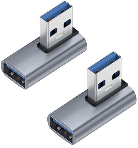 SHUBEIEUMI 2 Stück USB 3.1 Winkel Adapter, USB Winkelstecker 90 Grad OTG Adapter, 10Gbps 5V 3A USB Kupplung, USB 3.1 Stecker auf Buchse für PC, Laptop, TV, DVD Player und mehr
