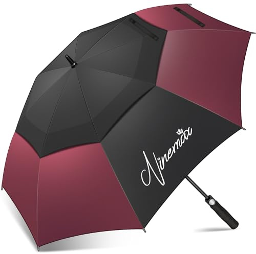 NINEMAX Grand Parapluie Golf, Ombrelle Grande Taille Anti Vent Solide | Résistant, XL/XXL Parapluies Geant Tempete Incassable pour Homme Femme 2 Personnes