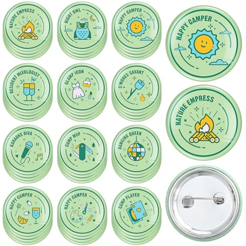 Daifunli 48 PCS Camping Bachelor Party Merit Badges, Camp Themed Pins with Titles for Bachelorette Party Favors, Last Trail Before The Veil Gifts, Camping Bridal Showers Bride & Team Bride Accessories