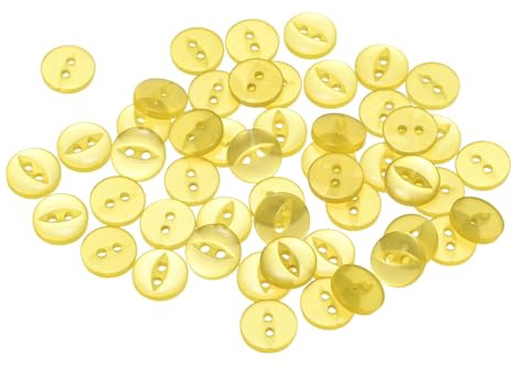 HARFINGTON 50pcs 18L Yellow Round Sewing Buttons 11.5mm 15/32 Resin 2-Hole Fish Eye Craft Replacement Button for Craft Pants Dress Skirt Clothing Fastener Buttons