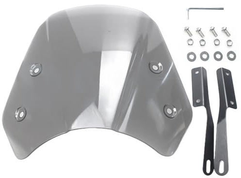 Parabrezza per moto, scooter, deflettore aerodinamico, design aerodinamico, struttura in ferro ABS, nero grigio trasparente, adatto per fari da 5-7 pollici, per uso Touring Road Trip