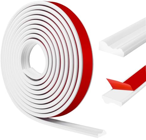 Molduras adhesivas para paredes Molduras decorativas flexibles para paredes Molduras de estuco adhesivas para decoración DIY, protección de paredes y bordes de armarios (blanco, 22 mm × 12 m)