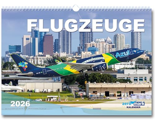 Calendario de pared 2026 en formato DIN A3, para aviones Planespotter, aviones de Airbus y Boeing como regalo de Navidad o regalo de cumpleaños