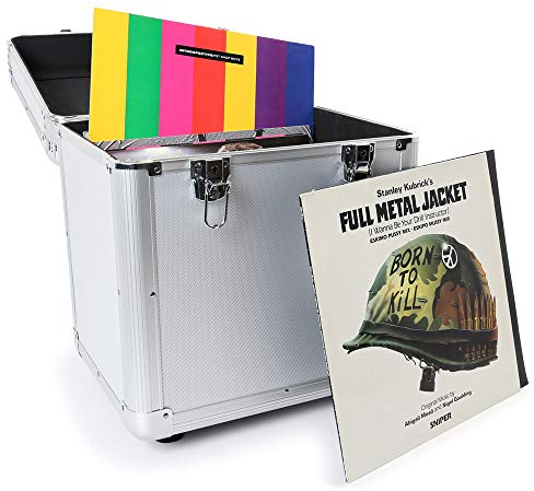 EM RC 100x 12 Inch LP Vinyl Record Case Storage Box DJ Album Collection Locking Carry Flightcase Silver