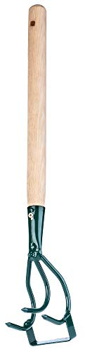 Cultivateur KADAX, cultivateur de Mauvaises Herbes à 3 Dents, houe, Petite Pince à Fleurs avec poignée, Accessoires de Jardin en métal, houe de Jardin pour ameublir Le Sol (avec Manche en Bois)