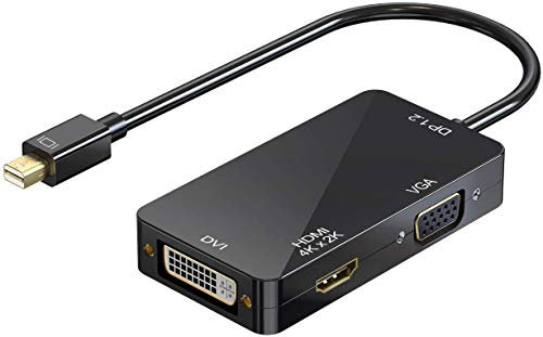 BeckenBower 3 in 1 Mini Display Port Converter Mini Displayport to DVI/VGA Adapter for Mac MacBook Air Thunderbolt DP to HDMI Compatible with DP V1.1 Version (Black)