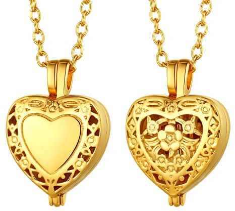 FindChic Cenere Medaglione Cuore Cremation Jewellery Impermeabile Placcato Oro in Acciaio Inossidabile Memorial Cenere Holder Keepsake Cuore Collana Urne