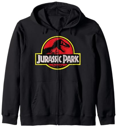 Jurassic Park Distressed Vintage Logo Zip Hoodie