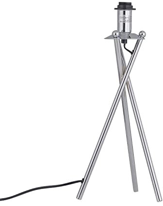 Polished Chrome Tripod Table Lamp or Bedside Light Base, Modern Design, Height 40cm, Base Only, LED Compatible