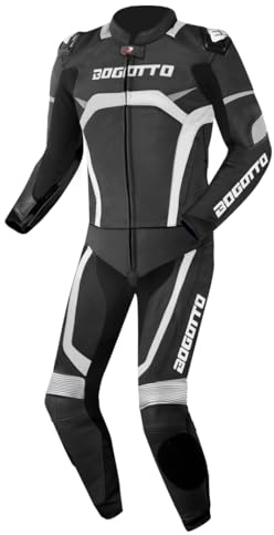Bogotto Misano 2-Teiler Motorrad Lederkombi, schwarz/weiß, 52