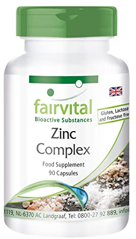 Fairvital | Zink Komplex 25mg - 90 Kapseln Zinkpicolinat, Zinkcitrat und Zinkbisglycinat hochdosiert - vegan - Made in Germany