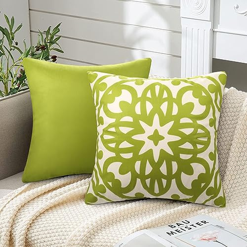 Juego de 2 Fundas Cojines 50x50 Super Suave Para Salón - Funda Cojín Moderna Estampado Floral - Decoración Confortable Para Sofá, Dormitorio, Habitación - Verde