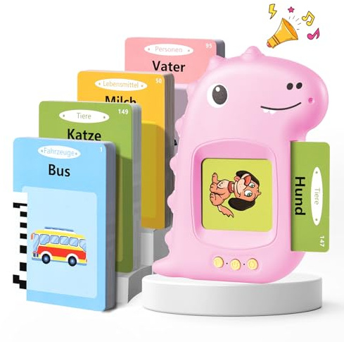 Sprechende Lernkarten Kinderspielzeug Ab 3 4 5 6 Jahre Lernspiele Für Autismus Lernspielzeug Deutsch Lernen Für Kinder Vorschulkinder Geschenk Für Jungen Mädchen 3-6 Jahre 224 Wörter (Rosa)