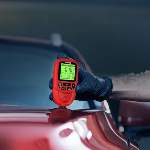 Lackschichtdickenmessgerät, Digitales Schichtdickenmessgerät, hochauflösendes LED-Display, Hochpräzise Sonde zur Messung der Dicke von Metallbeschichtungen, Lacken und eloxierten Beschichtungen, Rot