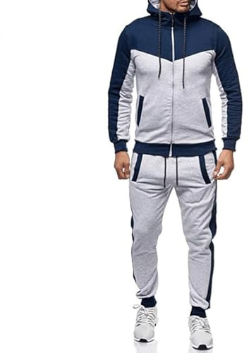 Completi da Uomo Sportivi Zip con Cappuccio Autunno E Inverno Tuta 2 Pezzi Giacca Tuta Pantalone Leggera Suit Tute Ginnastica in Felpa Maniche Lunghe Sportive Completo Uomo Tennis Cotone