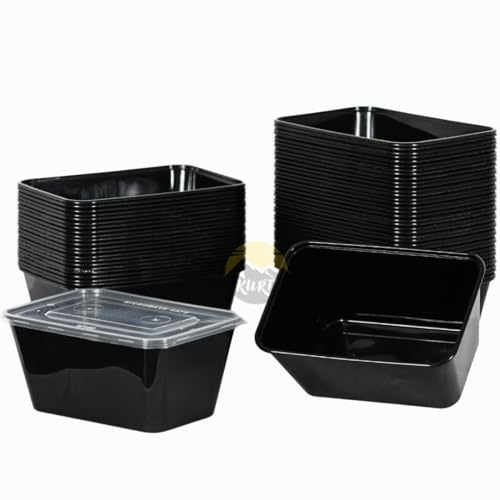 KURTT Lot de 100 contenants Mealprep, contenants pour repas, bols à micro-ondes avec couvercles, contenants de conservation des aliments, réutilisables, passent au micro-ondes et au lave-vaisselle