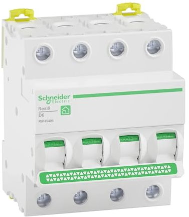 KMGUZRRWD Disjoncteur Miniature 4P série R9F, Courbe D Resi9 MCB 4P R9F45406 10 16 20 25 32 40 50 63A, 1 pièces(25A)