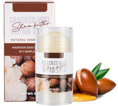 Grospe Shea Butter Dry Cracked Hands and Feet Repair Stick, Moisturizing Foot Cream with Shea Butter and Coconut Oil，Moisturizes and Softens Heels, Gently Exfoliates and Improves Dry Skin，1.41 OZ