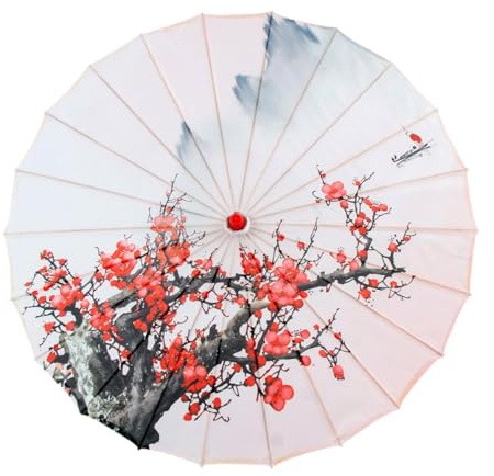 Baoblaze Chinese Oiled Paper Umbrella Japanese Umbrella Handmade Sun Umbrellas Parasol Umbrellas for Party Cosplay Costumes Gifts for Women Ladies Girls,82cm,Style H