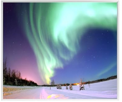 Behaglich Infraröd värmare med bild 300W, Väggmonterad infraröd värmare upp till 120°C, 1-3 minuter för att nå driftstemperatur - TÜV-certifierad & 10 års garanti - Aurora Borealis