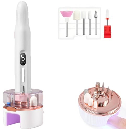 Alice. Ponceuse d'ongles, kit manucure, 6 têtes, nettoyer tailler polir, avec lampe UV. onglerie, lime à ongles, nail bar, séchage UV, séchage épais semi permanent, également ongles pédicure, USB