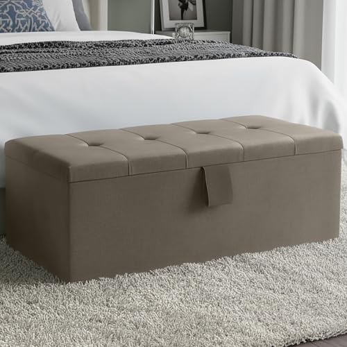 Harveys Large Cube Velvet Ottoman Storage Box, No Legs, Coffee | Deep padded lift-up lid with sturdy engineered wood frame; practical hallway seat for shoes, bedding, toys and linen.