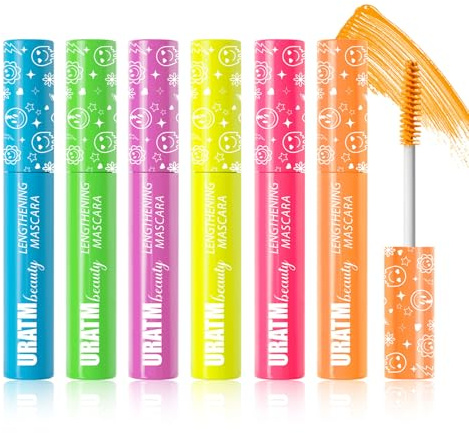 MKNZOME Mascara Colorato, 6 Colori Blu Viola Rosa Mascara Impermeabile Volumizzante & Allungante, Trucco per gli Occhi Anti-Sbavature Cruelty-Free per Donne, Trucco Quotidiano/Halloween Cosplay