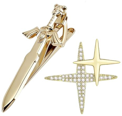 XFSRG Clip de Corbata Broche Cruz con Piedras Brillantes en Plata Set de Accesorios Moda y Lujo para Hombres Oficina Negocios y Eventos Especiales