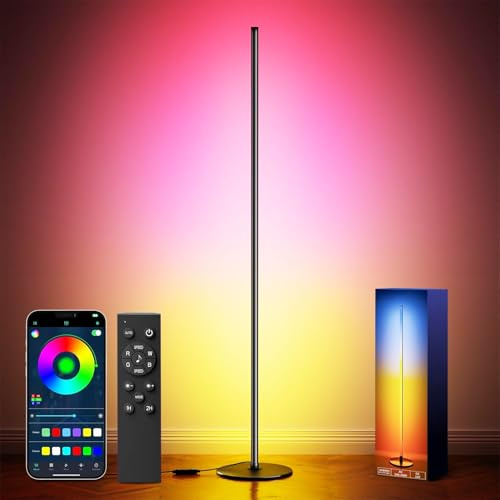 Keepsmlie RGB IC LED Stehlampe Smart Connect und außerdem Stehlampe mit Fernbedienung, moderne Stehlampes für das Wohnzimmer, ausgestattet mit 172 LED-Lampenperlen, unterstützt Musikmodus Zeitfunk