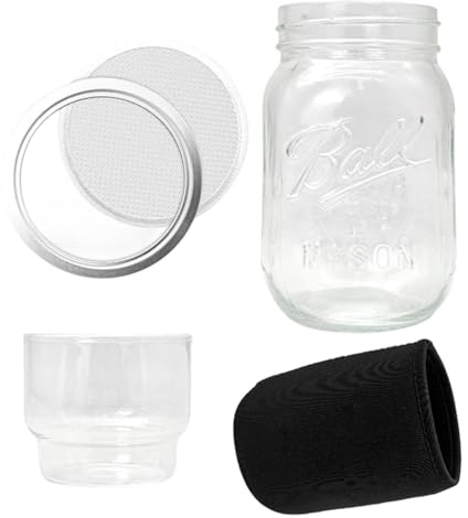 Kit de tarro de germinación de vidrio, cultivo de verduras saludables, tarro de cultivo de brotes, para entusiastas de la salud, vegetarianos, hogar, cocina, apartamento, despensa, estante, encimera