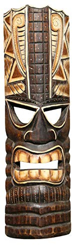 Maschera da parete in legno della Nuova Zelanda, stile Maori, lavorata a mano. Dimensioni: circa 50 cm