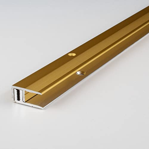 PROVISTON | Slutprofil | Aluminiumanodiserad | Guld -färgad | Bredd 21 mm | Höjd 7-15 mm | Längd 1000 mm | Borrade | Enkel profil | Infoga profil | Slutlig bar | Jordprofil | 1 del