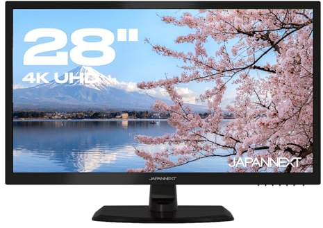 JapanNext Monitor 28 Zoll TN 4K UHD (3840x2160) | Neigungsverstellbar Integrierte Lautsprecher HDMI(x2) Display-Port(x2) | Flicker-Free G-Sync/FreeSync Low Blue Light | 2 Jahre Garantie | JN-T2822UHD