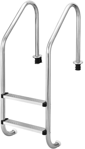 Gravee Échelle à pédale de piscine à 2 marches en acier inoxydable 304 pour piscine hors sol Système d'entrée d'escalier antidérapant avec mains courantes