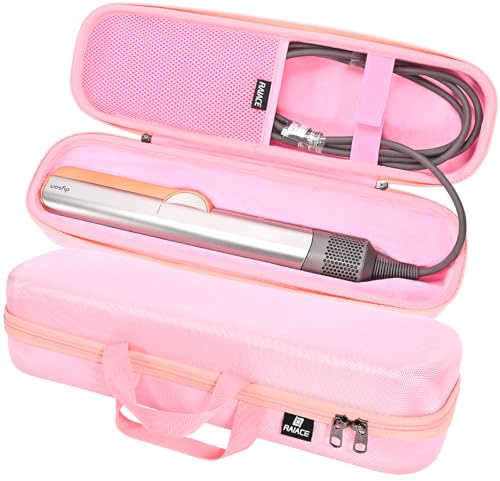 RAIACE Estuche rígido de Transporte Compatible con la Plancha de Pelo Dyson Airstrait, Bolsa de Almacenamiento para Viajes. (Solo se Vende el Estuche) - Rosa