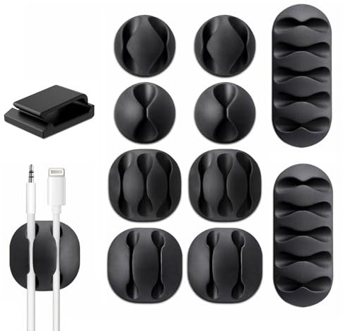 XSDSLS 40 Stück Kabelclips Kabelhalter,Kabel-Organizer,Silikon Selbstklebendes Kabelhalter,Kabelführung Kabel Organizer Set,ideal für Zuhause,Büro,Auto,Nachttisch,Schreibtischzubehör (schwarz)
