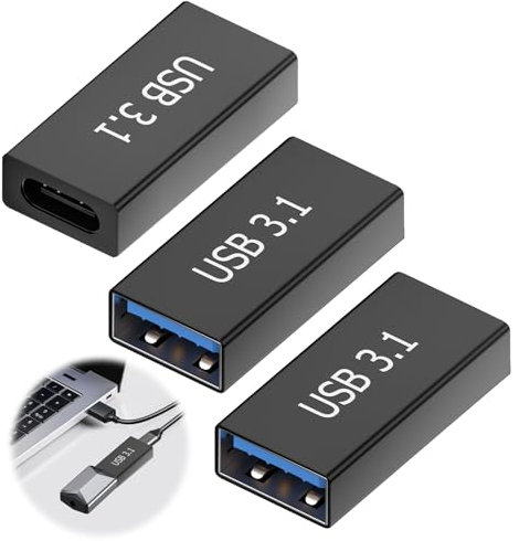 Supecesorio USB C auf USB 3.1 Adapter, 3 Stück USB C Buchse auf USB 3.1 A Buchse Konverter, 5 Gbit/s Übertragungsrate, Adapter A auf C, Zum Anschließen von Zwei Steckern Kabel