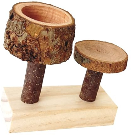 Beimus Cuenco de madera para alimentación de animales pequeños, juguete para masticar con base estable, materiales naturales para hámsteres, cuenco estable de madera para alimentos para animales