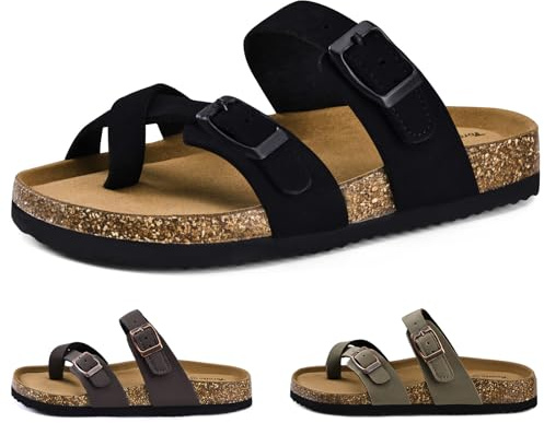 Torotto Chanclas de dedos para niños, chanclas con corcho, zapatillas para niñas y niños, correa ajustable, hebilla antideslizante, para interior y exterior