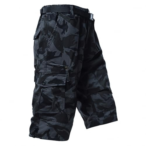 PADOLA Pantaloni Cargo 3/4 Uomo Multitasche Vita Elastica con Cintura Capri Relaxed Fit per Estivo Trekking e Tempo Libero Orlo Regolabile