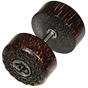 CHICNET Faux motif en bois - Piercing en acier inoxydable - Arbre de vie - Om Shivaauge - Pour homme - Lobe Dehner - Boucles d'oreilles - Gravure tribal, Bois, Bois.