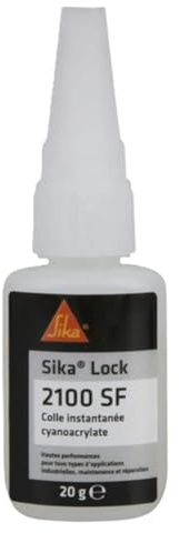 SIKA - Colle Superglue Instantanée Ultra Résistante - Sika Lock 2100 SF, Transparent - Ne coule pas - séchage rapide - Multisupports : cuir, papier, bois, plastique, métaux, caoutchouc - Flacon 20g