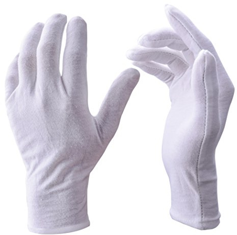 Zealor 12 Pairs White Cotton Gloves Soft Cloth Dust Hand Gloves Work for Men Women Art Crafting Handling, Eczema, BBQ, Coin Jewelry Watch Inspection, Dry Hands Sleeping, Archival, X-Large