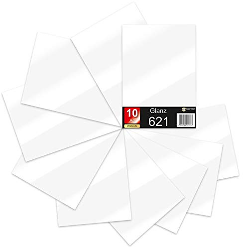 Finest Folia 10 x Din A4 Bögen Plotterfolie 621/631 Selbstklebende Folie im Set Vinyl zum Plotten DIY Bastelfolie Sticker Beschriftung Aufkleber 29,7x21cm (Weiß matt, 10er Set)
