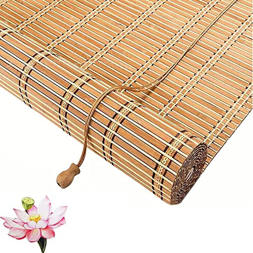 Bambus-Rollo Rollläden,Lichtdurchlässig Sichtschutz Bambusrollo,Fenster Rollo Ohne Bohren,Bambus Raffrollo Holzrollo, Garten-Sonnenschutz Jalousien,Decken- oder Wandmontage (W90xH200cm/36x79in)