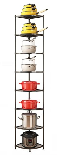 ZIGAMA 8-Tier Kitchen Pot Rack, Cookware Stand Storage Organizer ，Multi-Layer Corner Shelf Stand Metal Shelves for Kitchen