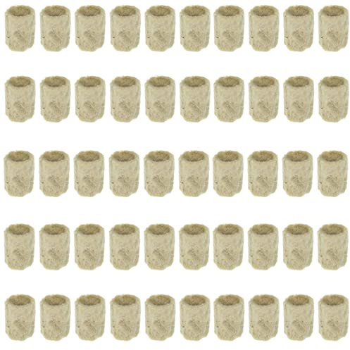 Hilai Cube de Laine de Roche, Bloc hydroponique de Propagation de légumes, serres de semis cylindriques, système de Culture, Accessoires de Jardinage, 50 Pots de Germination 20 x 27 mm