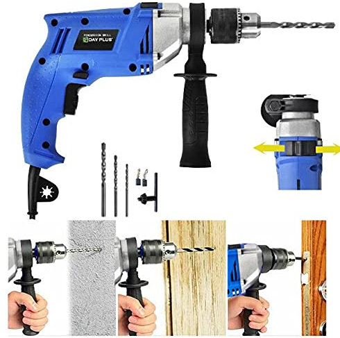 Martello elettrico da 850 W, 3000 giri/min, manico regolabile, in senso orario e contrario, trapano a percussione, set per legno, metallo e pietra