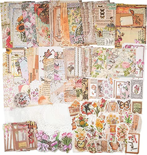 200 Stück Vintage Scrapbooking Papier Scrapbooking Sticker Bullet Journal Sticker Washi Aufkleber Dekorative Aufkleber für Journaling Junk Journal DIY Scrapbook Zubehör